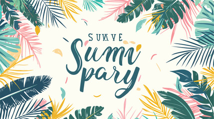 Summer party flat banner vector templates. Seasonal e - obrazy, fototapety, plakaty