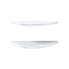 Two white floating shelves on a transparent background
