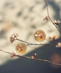 Cherry blossoms  with filter effect retro vintage style.