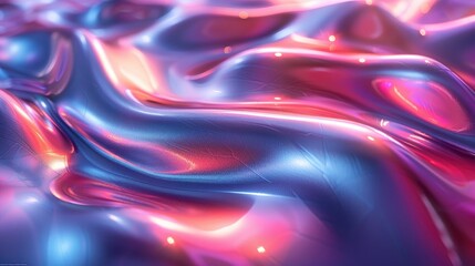 d render abstract background iridescent holographic foil metallic texture ultraviolet wavy wallpaper fluid ripples liquid metal surface esoteric aura spectrum bright hue colorsphoto illustration - obrazy, fototapety, plakaty