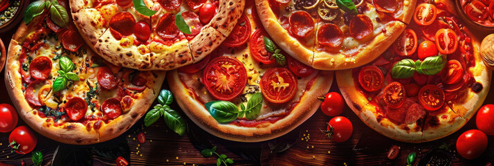 Decadent Italian Pizza Graphic Wallpaper for Restaurant Flyer or Menu - obrazy, fototapety, plakaty