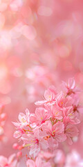 Fototapeta na wymiar Vertical Cherry Blossom in spring with Soft focus, Sakura season.