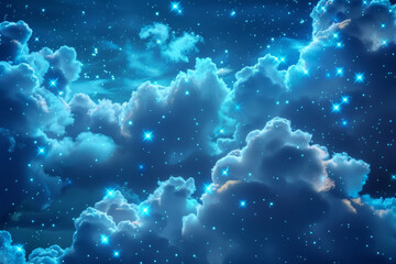 Fototapeta premium White clouds with glowing blue lights
