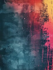 Grunge Digital Abstract Graphic Wallpaper with Vibrant Dripping Paint Splatters and Glitchy Distortion Effects