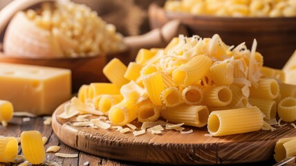 Obraz na płótnie Canvas Mouthwatering Pasta and Cheese Graphic Wallpaper for Kitchen Design