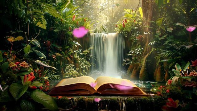 Open a book about magical forest lore and nature