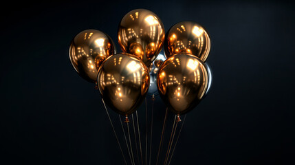   Festive golden  metallic balloons for events.