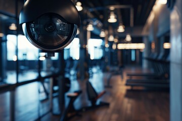 Close up security cctv camera in gym - 788335936