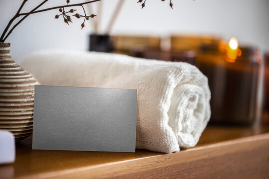 Minimal business card mockup png for therapeutic spa branding