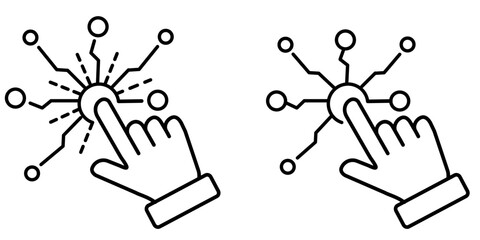 Digital identification icon vector. Hand touch virtual screen sign. Futuristic finger print symbol.