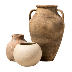 Obraz premium Clay pots png sticker, pottery transparent background