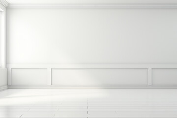 3d rendering of a white empty room with two vases and a white wall