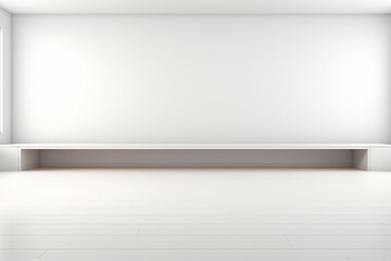 3d rendering of a white empty room with two vases and a white wall
