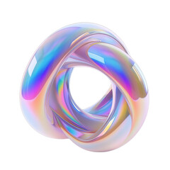 holograph abstract 3d twisted chrome shape. Liquid chrome organic shape