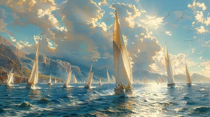 Sailboats Sailing in the Ocean