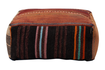 Moroccan pouf mockup png floor pillow in upcycled rugs