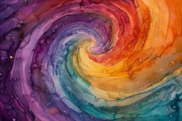 abstract glowing spiral nebula watercolor