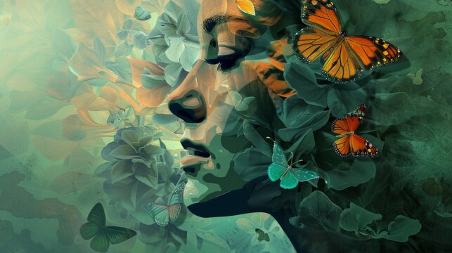Metamorphosis Journey with Butterfly and Human Fusion
