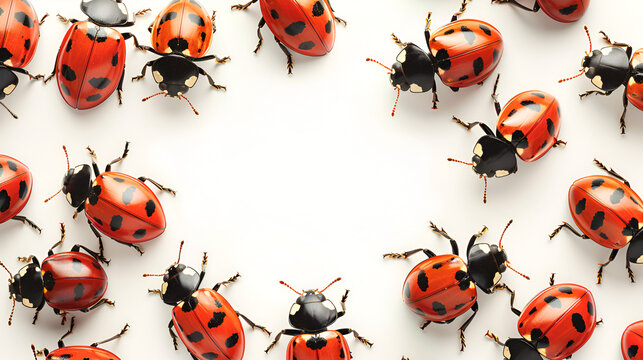 Coccinia grandis frame with lady bug isolated on white, generative ai
