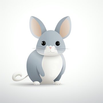 Chinchillas, Soft rodents known for their luxurious fur and active nature. cartoon, flat design