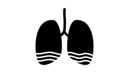 lung pneumonia, black isolated silhouette