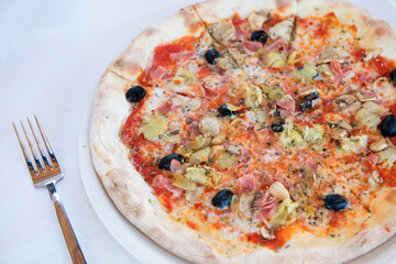 delicious italian pizza with vegetables