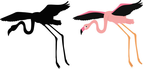 Naklejka premium pink flamingo flying on a white background vector