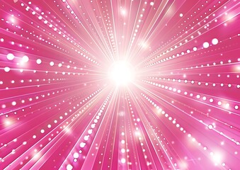  Pink background with white glowing dots radiating from the center - obrazy, fototapety, plakaty