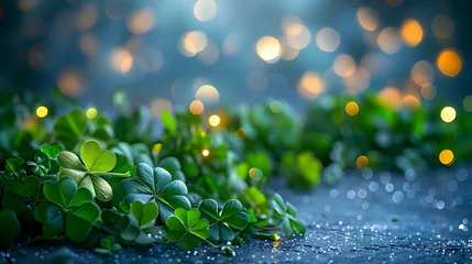 Foto op Canvas St. Patrick's Day Sparkle: Clovers & Lights. Concept St, Patrick's Day, Sparkle, Clovers, Lights © Ян Заболотний