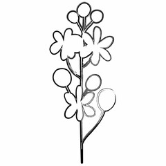 Flowers branch drawing summer design.