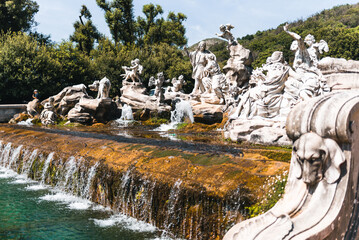 Sculptural fountain in the royal park of the palace of Caserta - obrazy, fototapety, plakaty