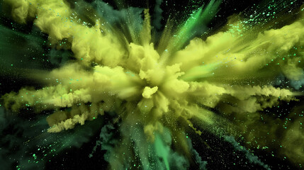 grün gelbe Farbexplosion vor dunklem Hintergrund
