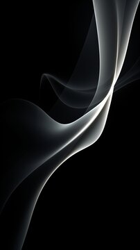 Abstract white waves on black background wallpaper for phone