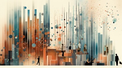 Obraz premium Data journalism illustration depicting the use AI generated