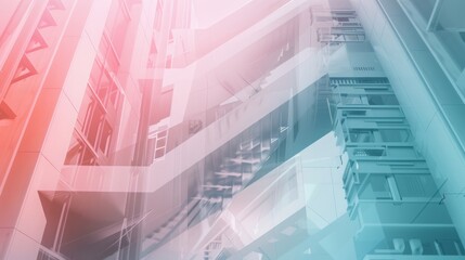 Obraz premium A building with a staircase and a sign that says 