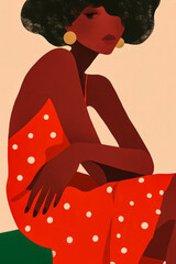 Beautiful black woman illustration in a vibrant style