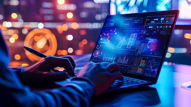 Photo of guy hands arms working front back end programming indoors workstation workshop home