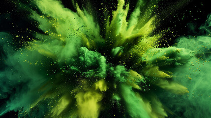 Neon grüne Farbexplosion vor dunklem Hintergrund