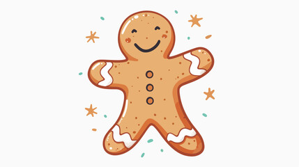 Cute gingerbread man cookie. Funny vector greeting ca