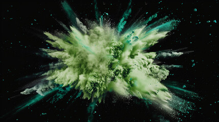 gr&uuml;ne Farbexplosion vor dunklem Hintergrund