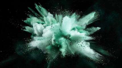 mint gr&uuml;ne Farbexplosion vor dunklem Hintergrund