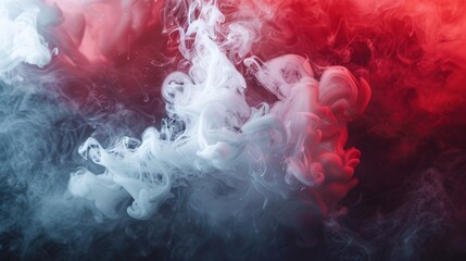 Whimsical wisps of smoke in a graceful dance of red and white, embodying the fluidity of air - obrazy, fototapety, plakaty