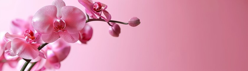 Craft a bright, minimal orchid display for a Mother's Day card, using a 3D Blender minimalist style, isolated background, with text space