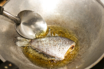 Prepare fish for fried on the kitchen table,concept photo of food.