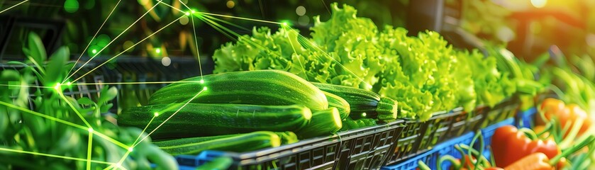 Fresh organic vegetables displayed at a local farmers market, grown without any chemicals, closeup - obrazy, fototapety, plakaty