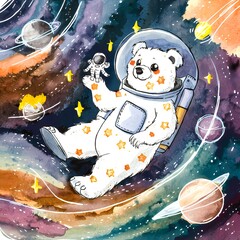 Space Traveler's Bear - obrazy, fototapety, plakaty