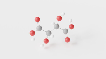 tartaric acid molecule 3d, molecular structure, ball and stick model, structural chemical formula antioxidant e334