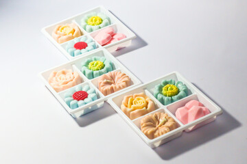 Dessert of coconut jelly Thailand culture with concept white background and isolated