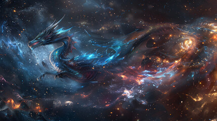 Celestial Dragons Of Light Soaring Through The Astral Realms, Their Luminous Scales Shimmering With...