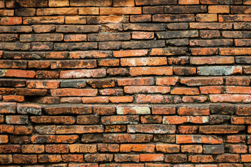 Pictures of old brick in temple of Thailand. Concept background photo vintage.
